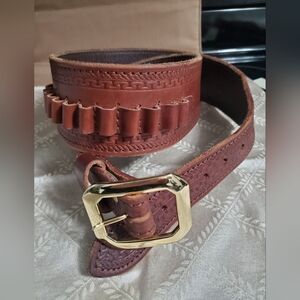 CUSTOM MADE LA FLAIR GUN BELT MEN'S BROWN LEATHER